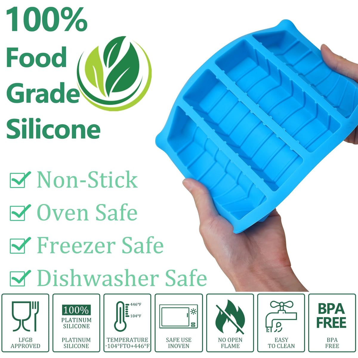 Dishwasher-safe design and wide temperature range enable versatile cleanup and use.