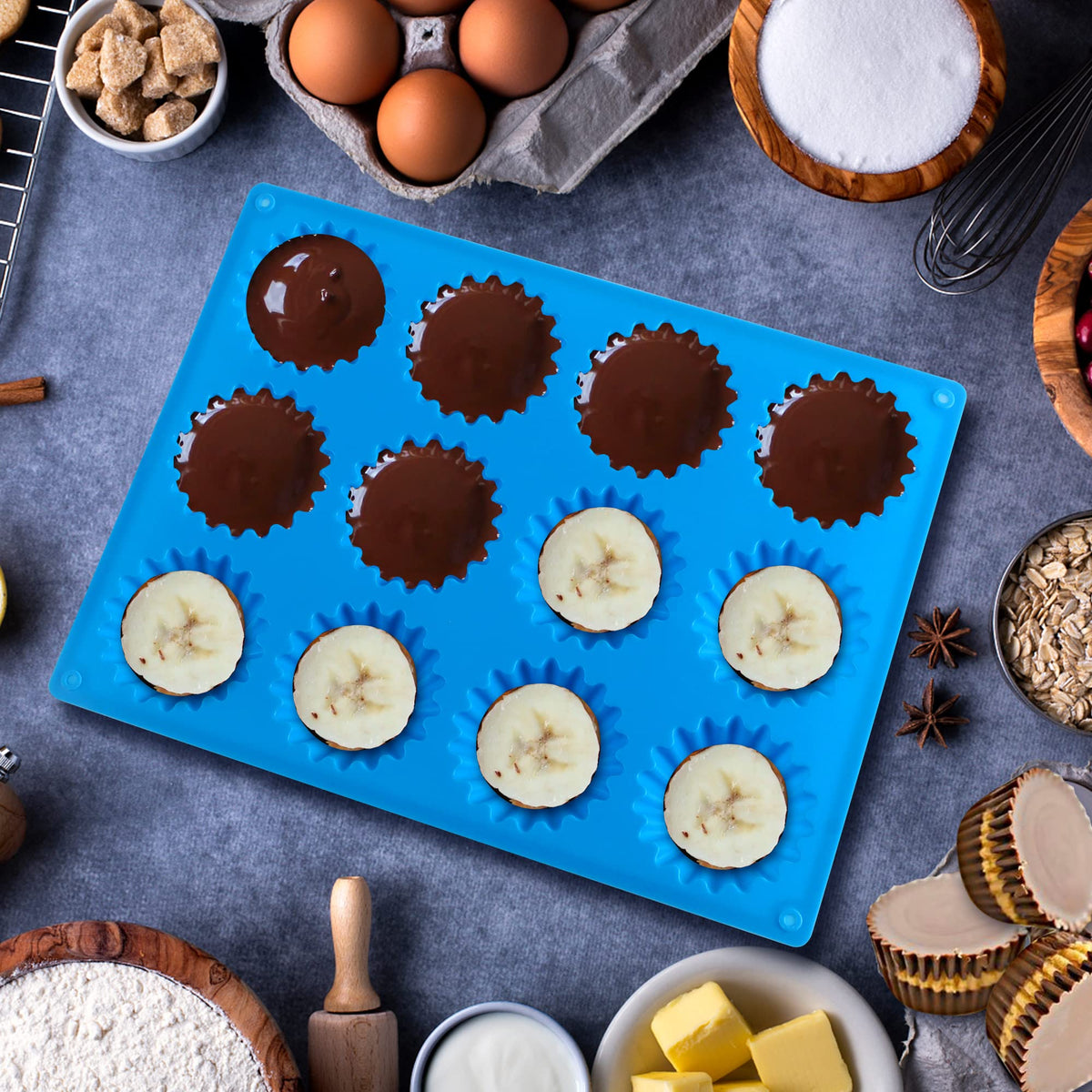Sidosir chocolate candy mold mini cups perfect for homemade chocolates and small treats.