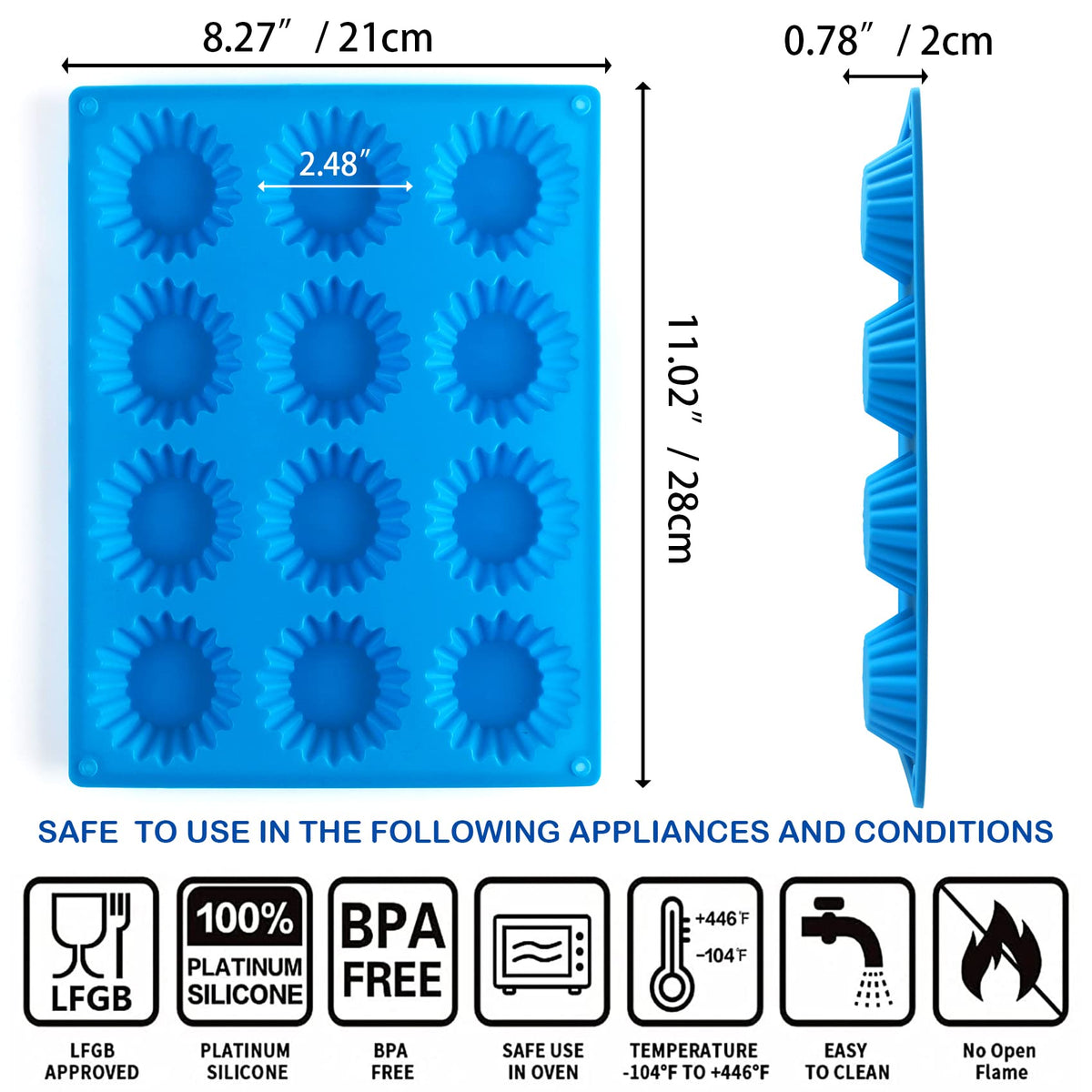Sidosir silicone mini tart pan close-up showing flexible non-stick surface for quick pop-out.