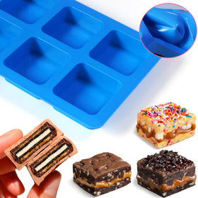 Sidosir square mold keeps batter contained on a baking sheet for stability.