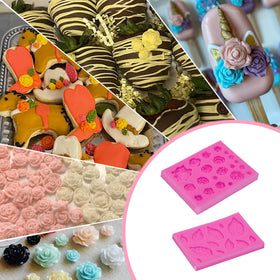 SIENON rose-and-leaf molds set for fondant and cake decorating