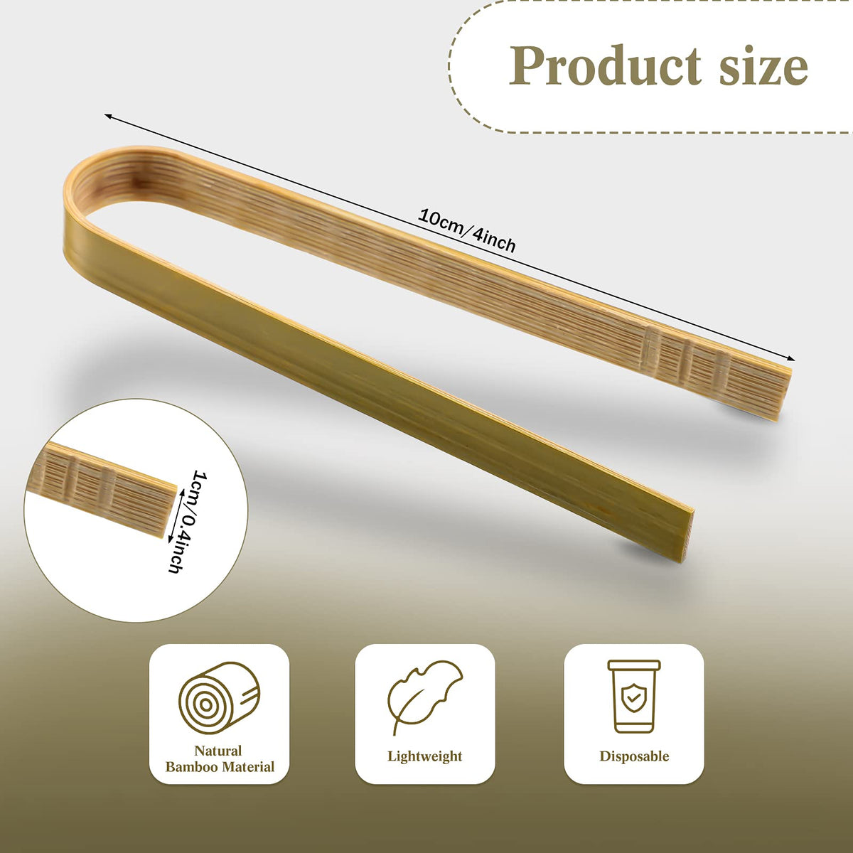 Sieral bamboo disposable tongs closeup for hygienic handling at events