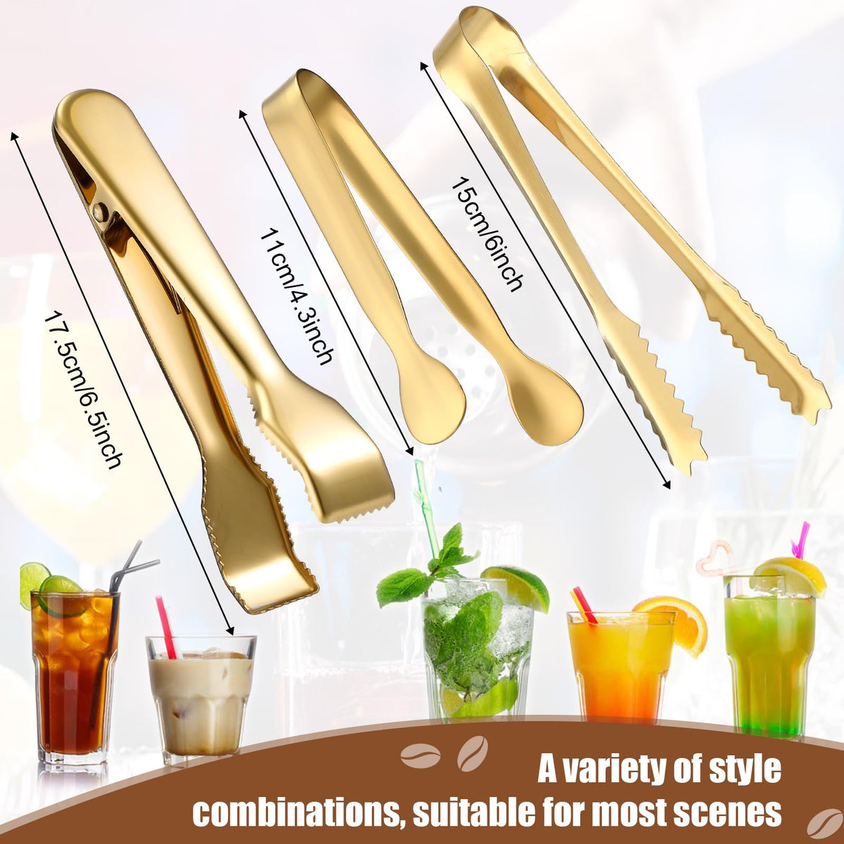 Sieral gold ice tongs with secure grip