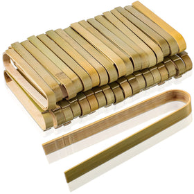 Sieral mini bamboo disposable tongs, 4 inch, ideal for quick buffet serving