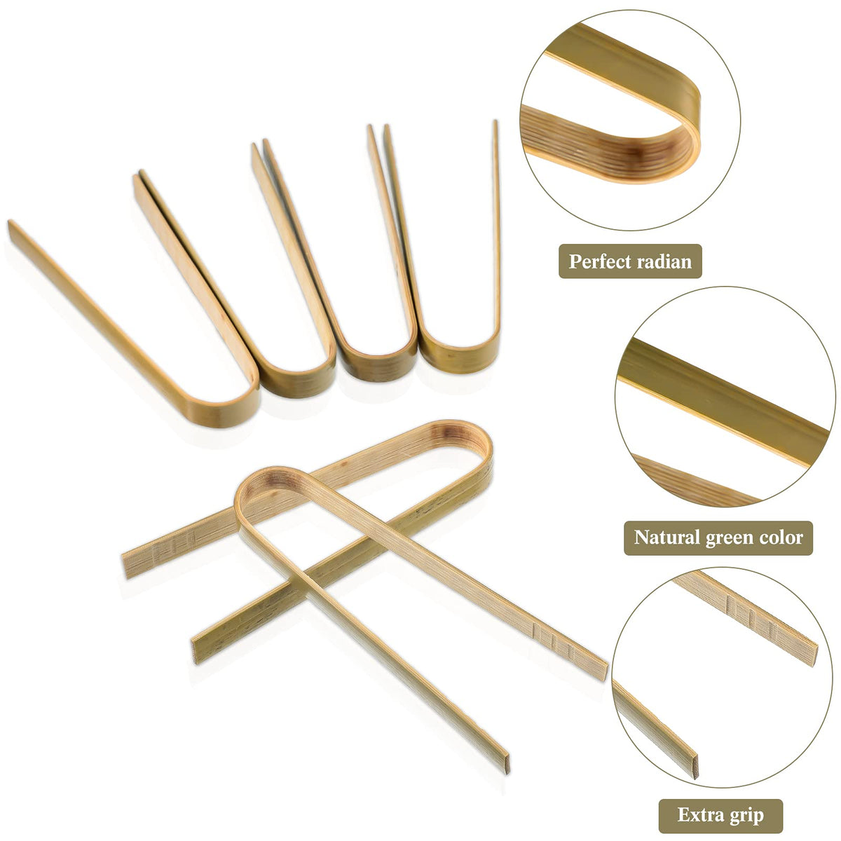 Sieral natural green bamboo tongs pack for casual home dining and parties