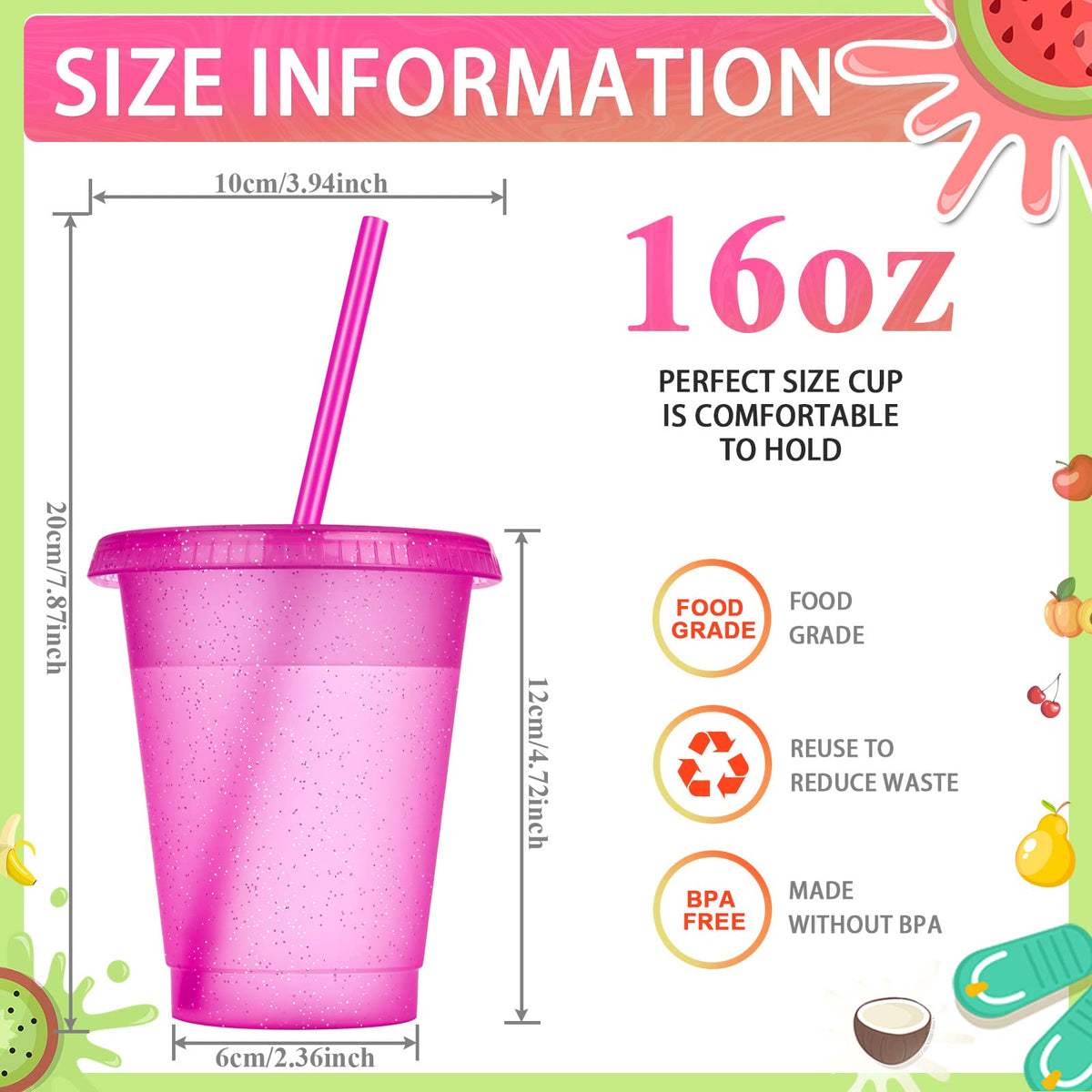 Sieral BPA-free plastic cups are dishwasher-safe for quick cleanup.