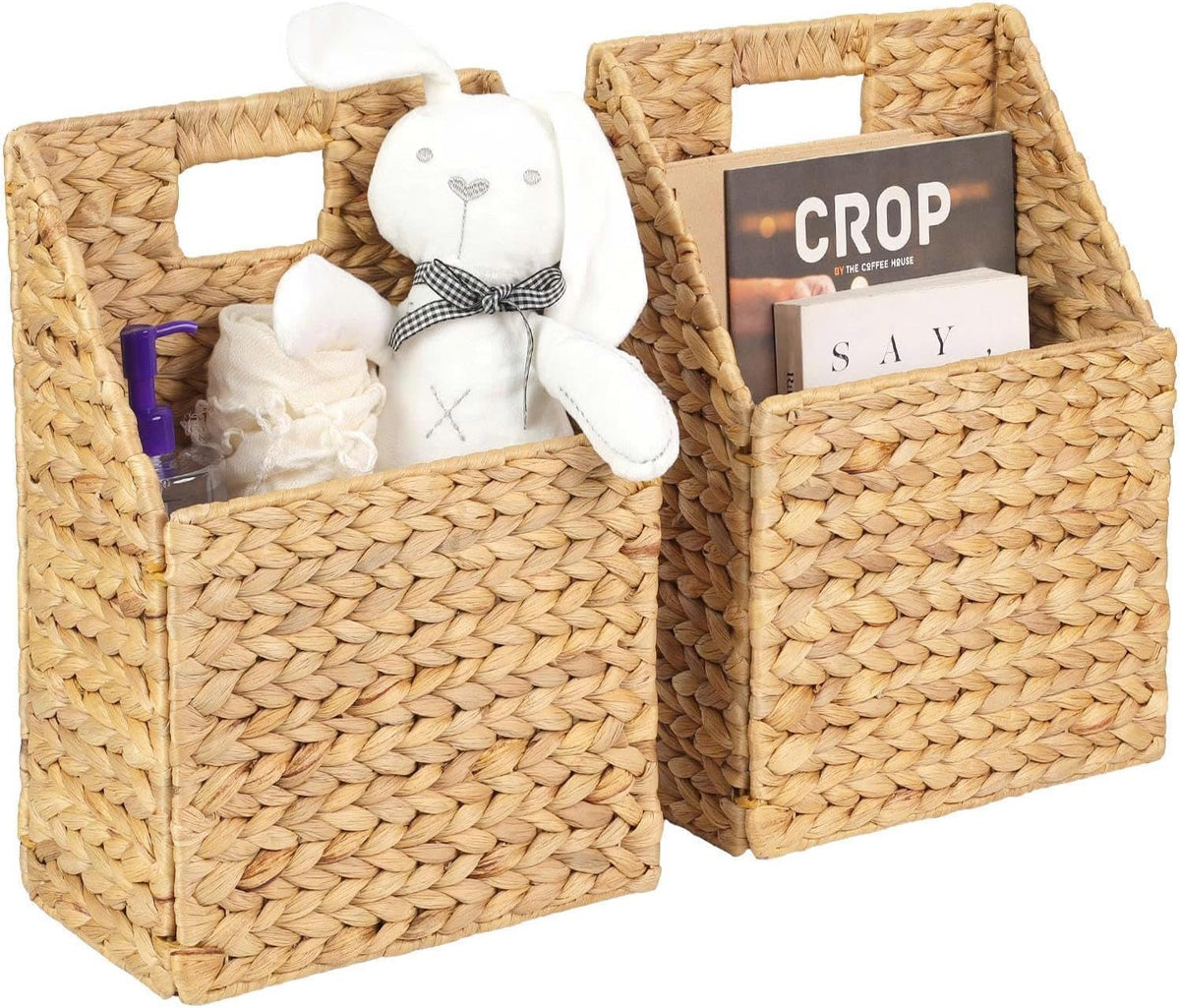 Sieusalevn wicker hanging storage baskets on wall for organized mail and magazines.