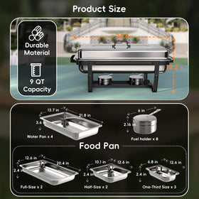 SIFER chafing dish with foldable lid handles for compact storage