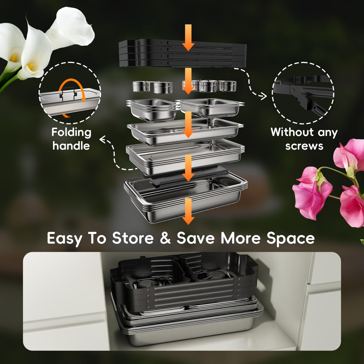 SIFER chafing dishes stacking design saves space