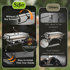 SIFER chafing dish water pan and burners setup for warmth