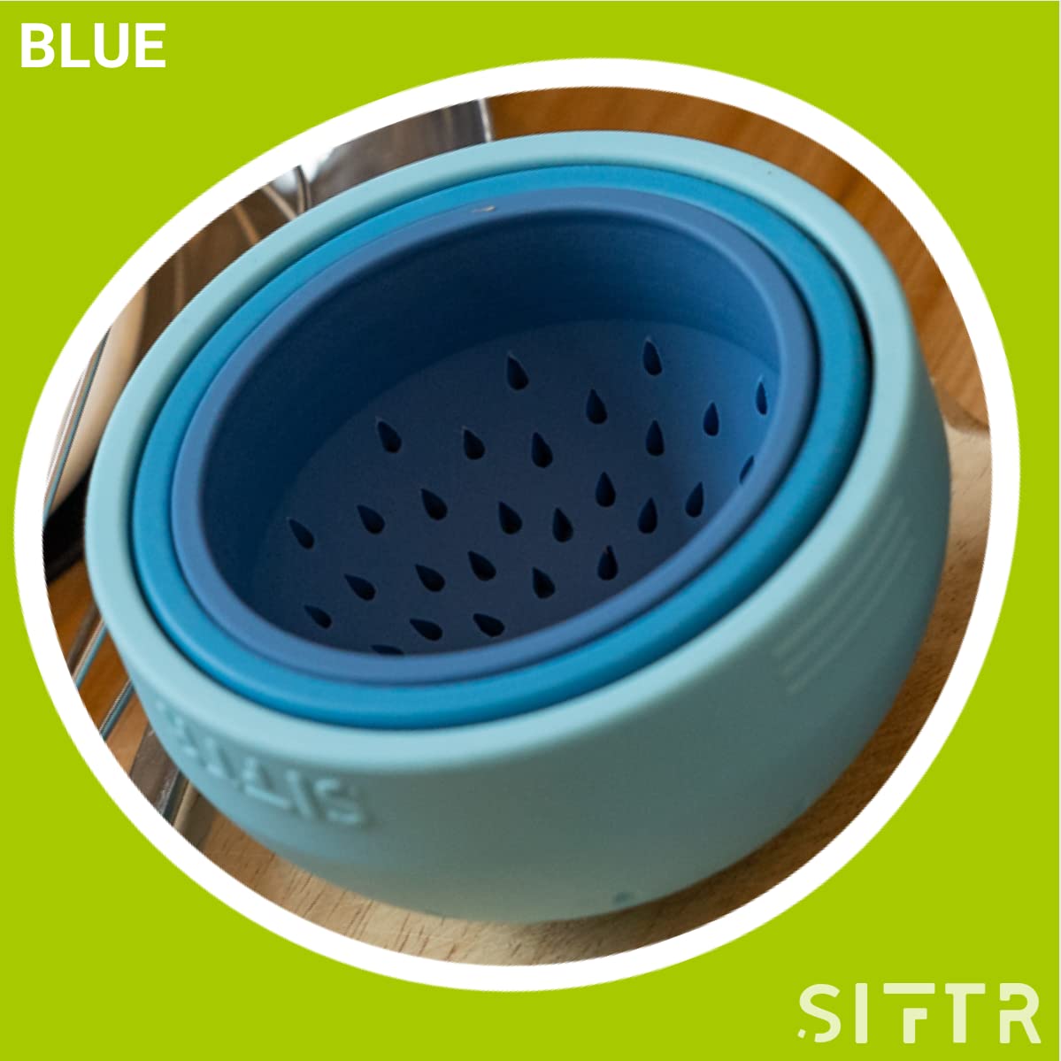 SIFTR Blue multi-use kitchen tool adapts to many tasks.