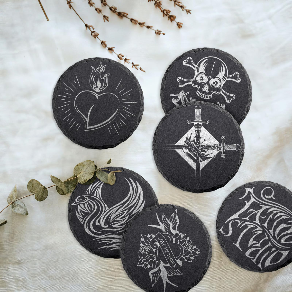 Close view of SIJDIEE coasters with non-slip pads protecting surface grip.