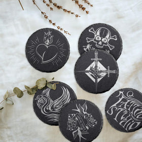 Close view of SIJDIEE coasters with non-slip pads protecting surface grip.