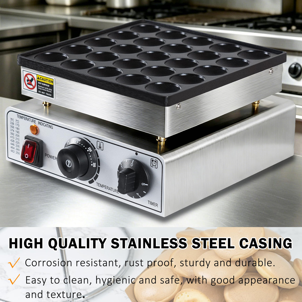 SIJIDING Mini Pancake Maker non-slip base for stable operation.