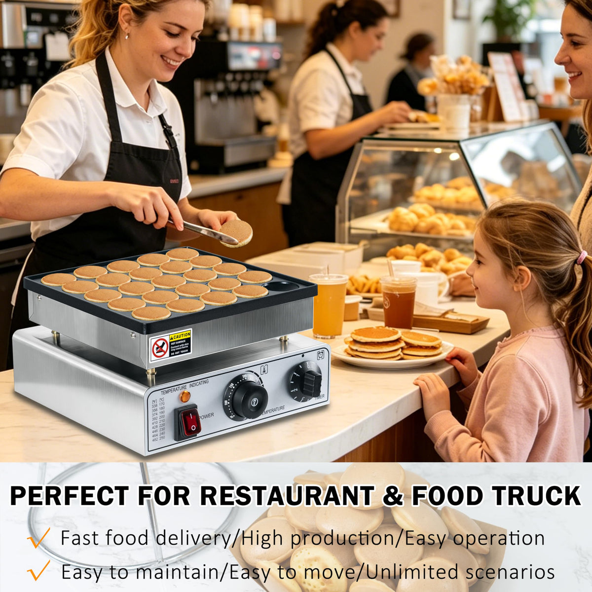 SIJIDING Mini Pancake Maker temperature control panel for precise results.