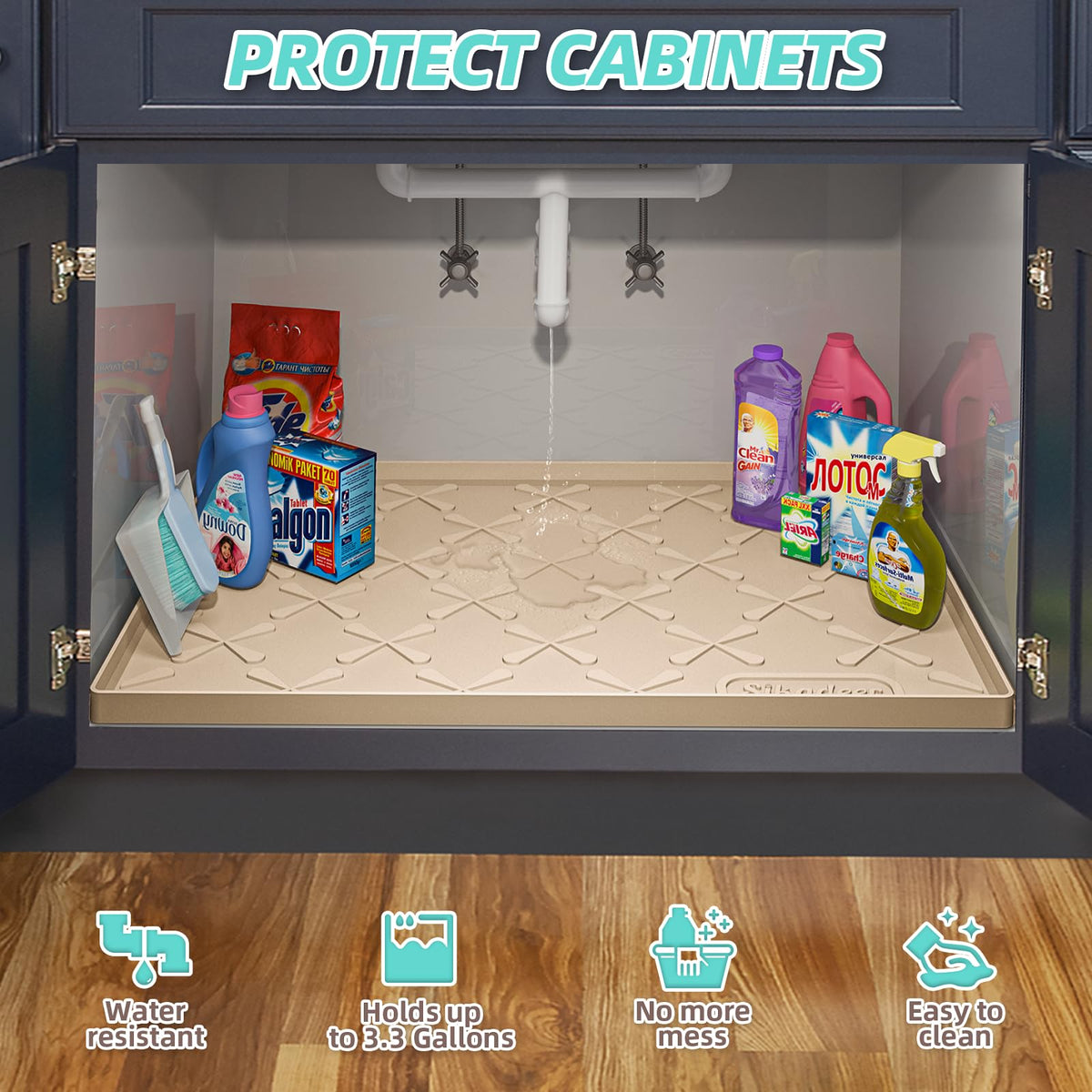 SIKADEER mat comes in 15 sizes to fit cabinets