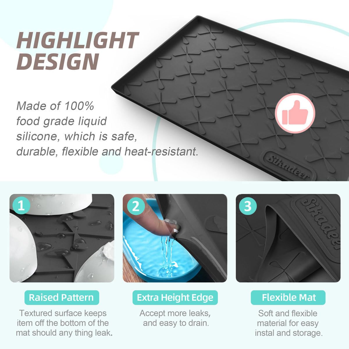 SIKADEER dishwasher-safe silicone mat for easy cleaning