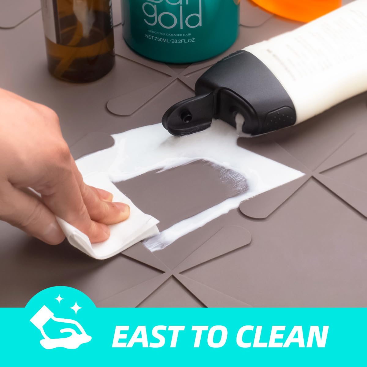 SIKADEER drain-edge mat drains water for quick cleanup