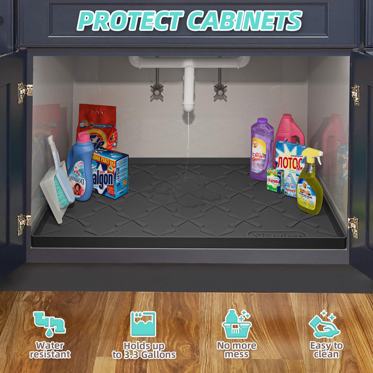 Fifteen sizes available to fit most cabinets and shelves.