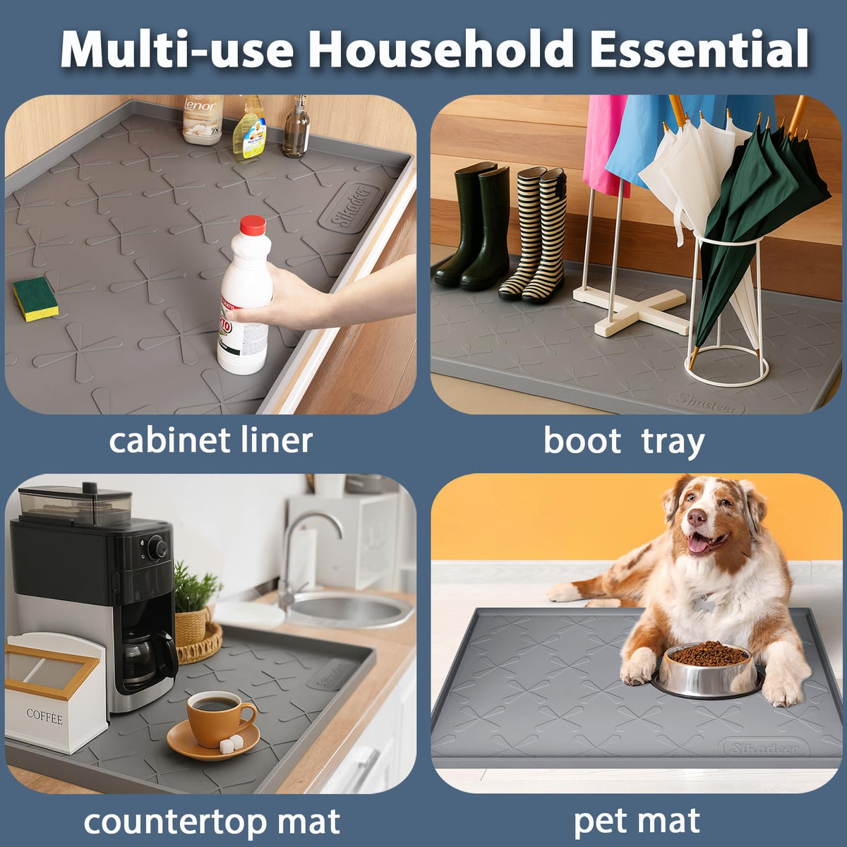 SIKADEER multi-use mat shown for drawers, refrigerators, and counters