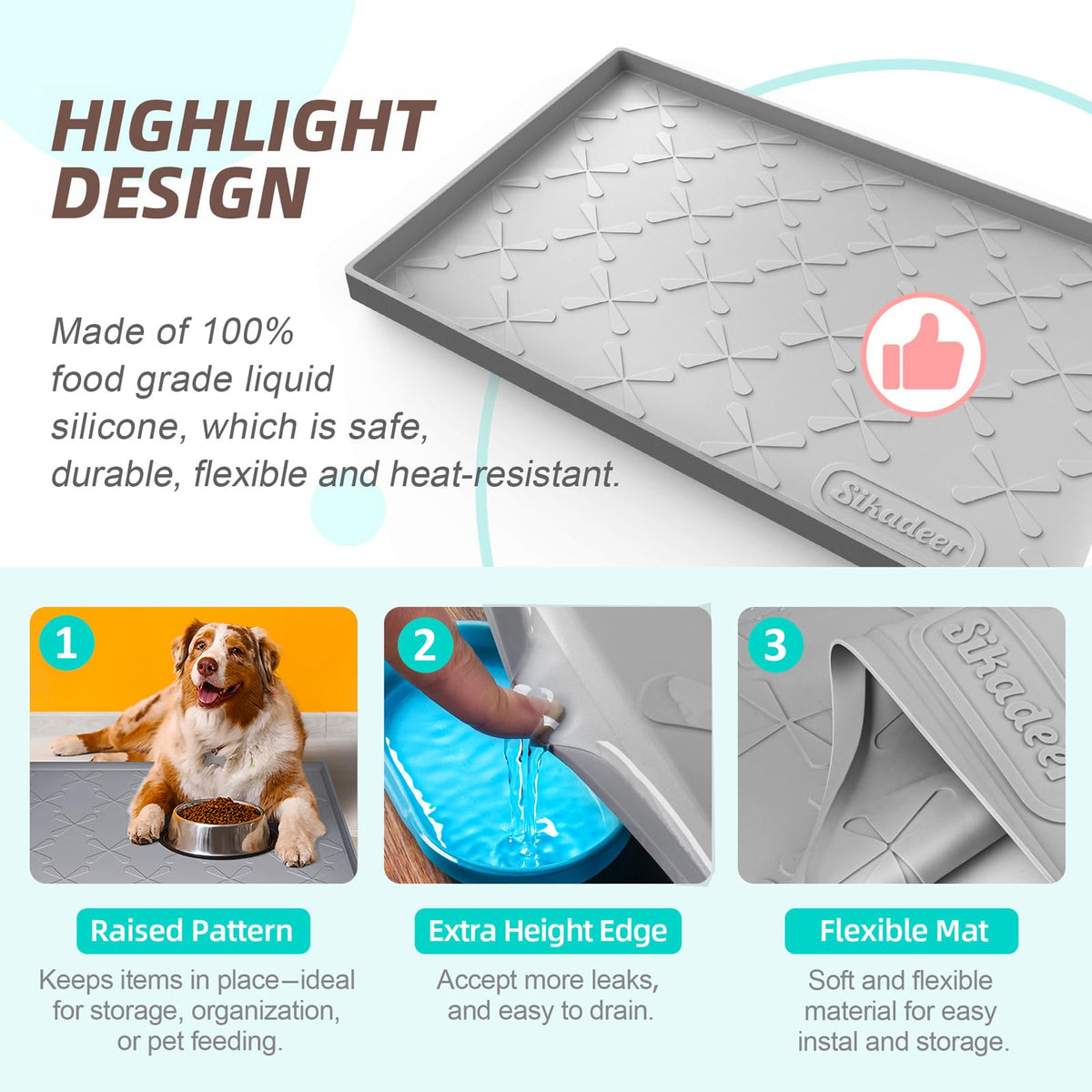 SIKADEER pet feeding mat doubles as spill-friendly mat
