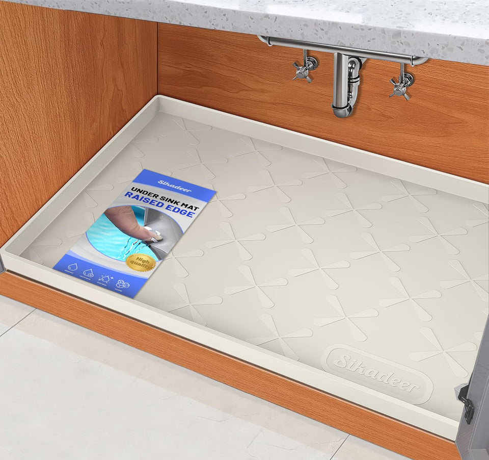 SIKADEER under-sink mat 31x22 waterproof protects cabinets from leaks and spills