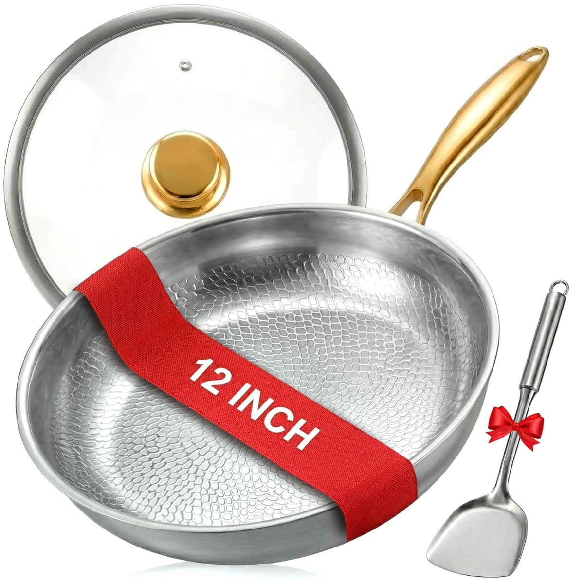 Sikiilu 12-inch titanium pan with lid for versatile cooking and easy cleanup.