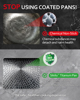 Sikiilu titanium pan with spatula included for seamless cooking.