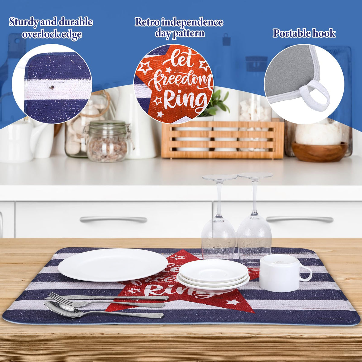Absorbent microfiber core helps keep counters dry.