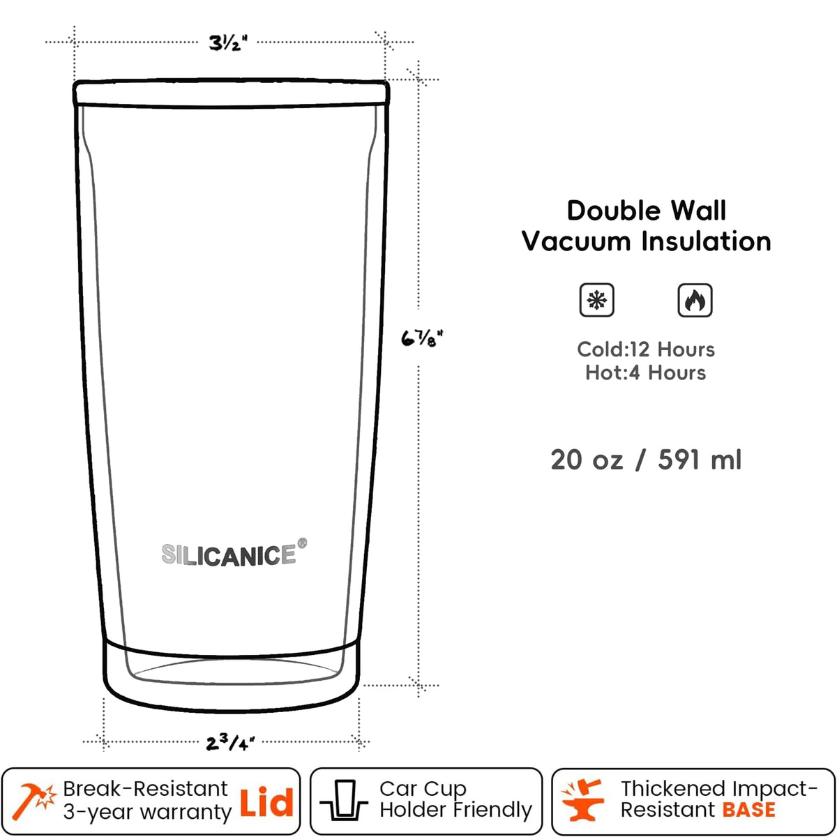 Cup holder friendly Silicanice tumbler for on-the-go hydration