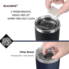 Silicanice easy-on/easy-off slider lid shown in use