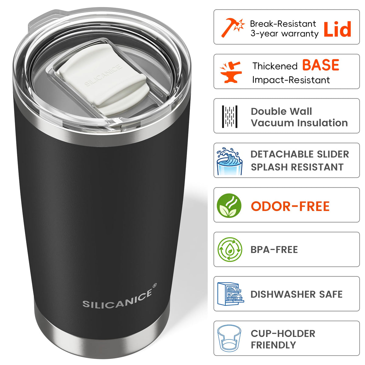 Splash-resistant lid protects against spills during daily commutes