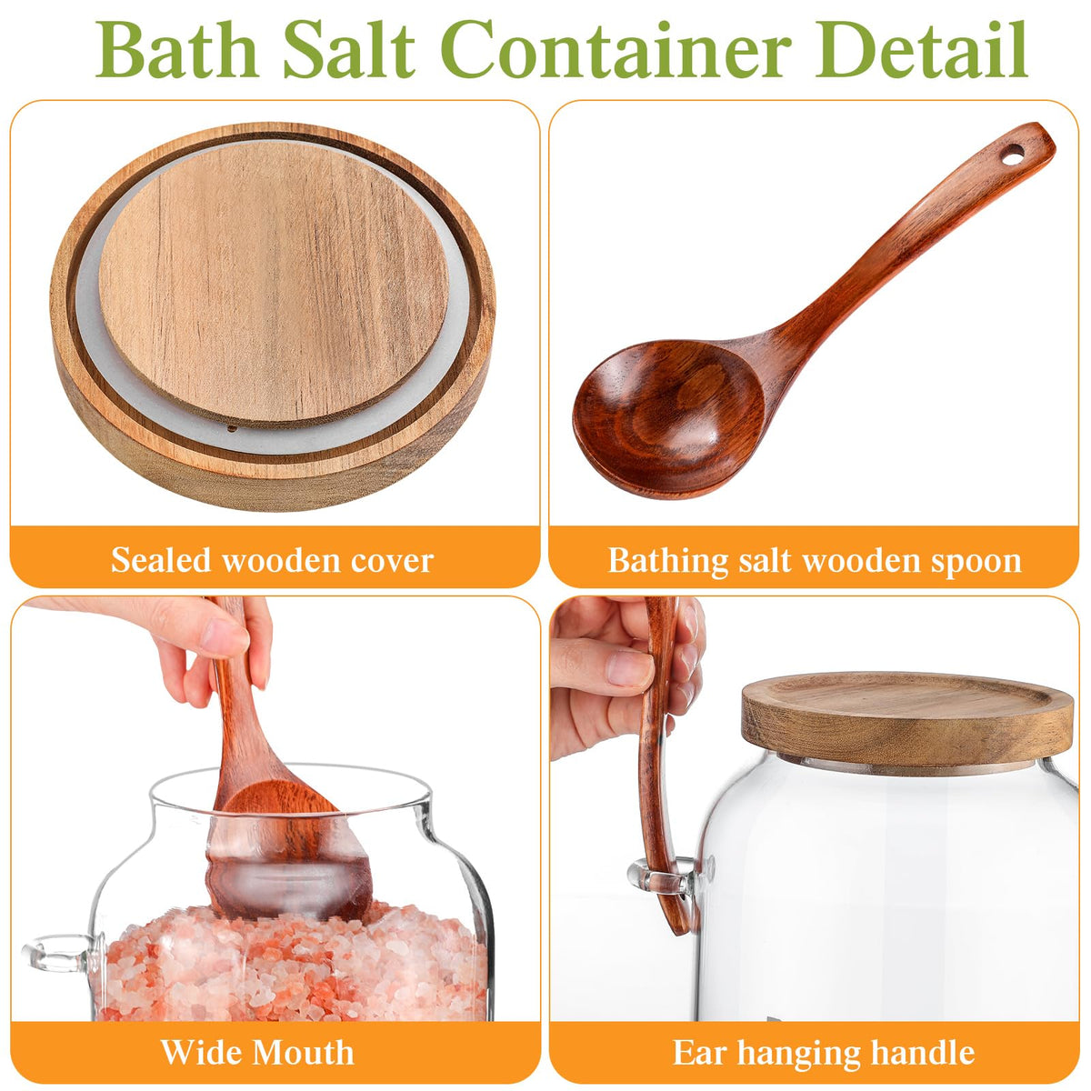 Silifine jar with airtight lid maintains freshness for bath salts.