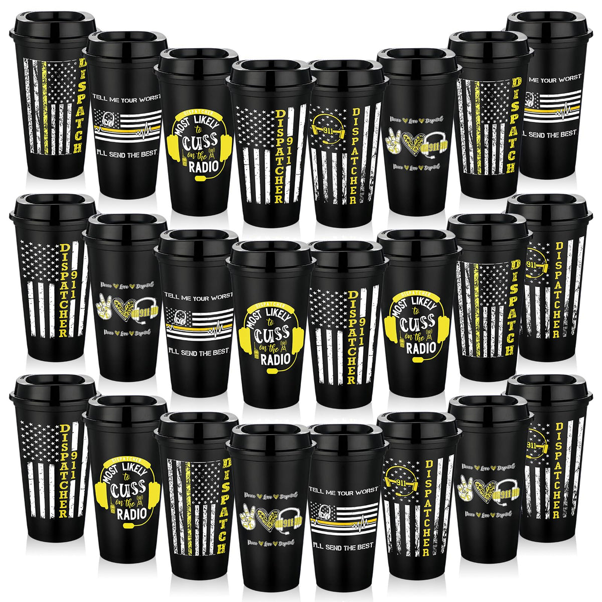 SiliFine dispatcher coffee cup with lid in multicolor, 16 oz, ideal for travel.