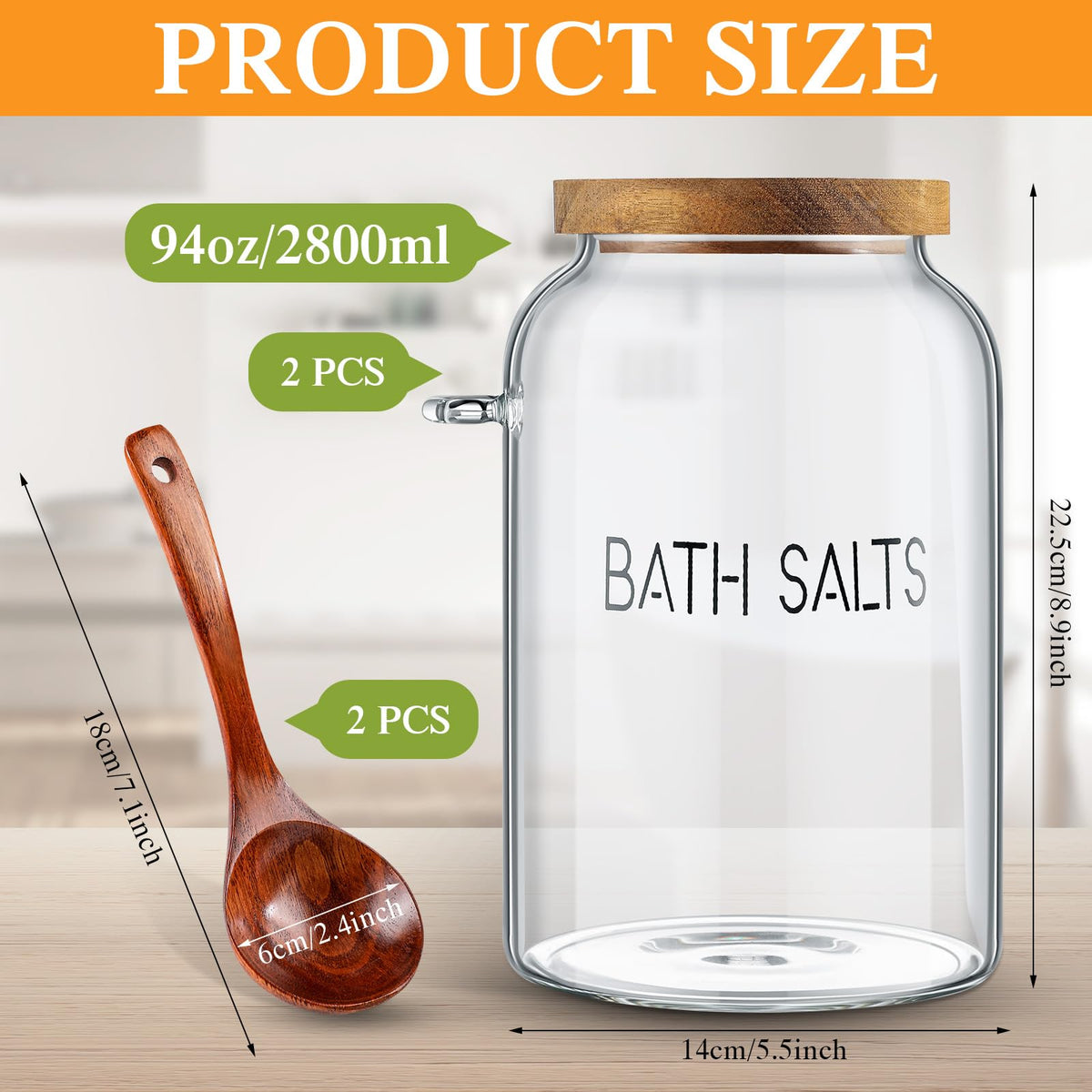 Silifine glass jar with spoon enables easy, mess-free scooping of salts and spices.