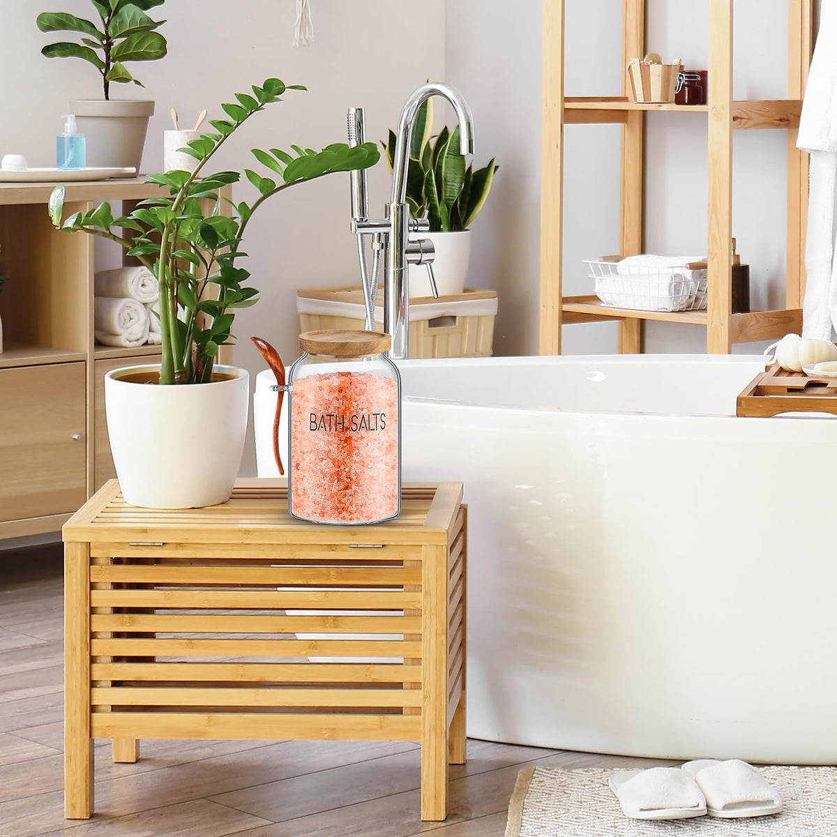 Silifine jar with hanging handle simplifies spoon storage in the kitchen.