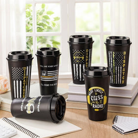 SiliFine multicolor telecommunicator cup with lid for hot or cold beverages.