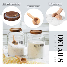 SiliFine wooden scoop with glass jar in close-up for rustic kitchen decor