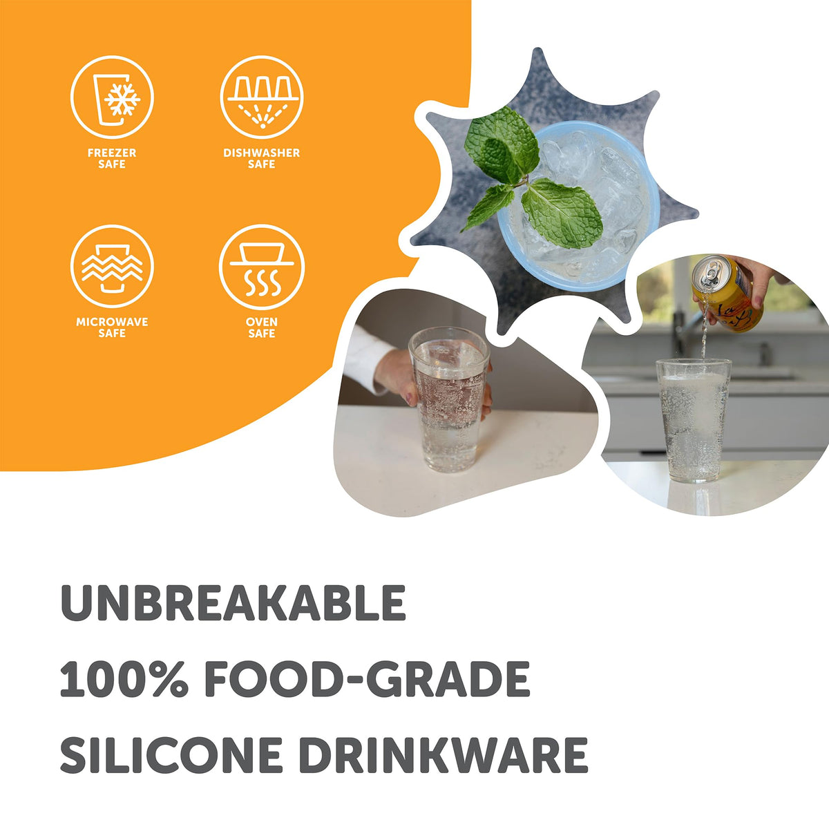 Silipint BPA-free silicone cup safe for hot and cold beverages.