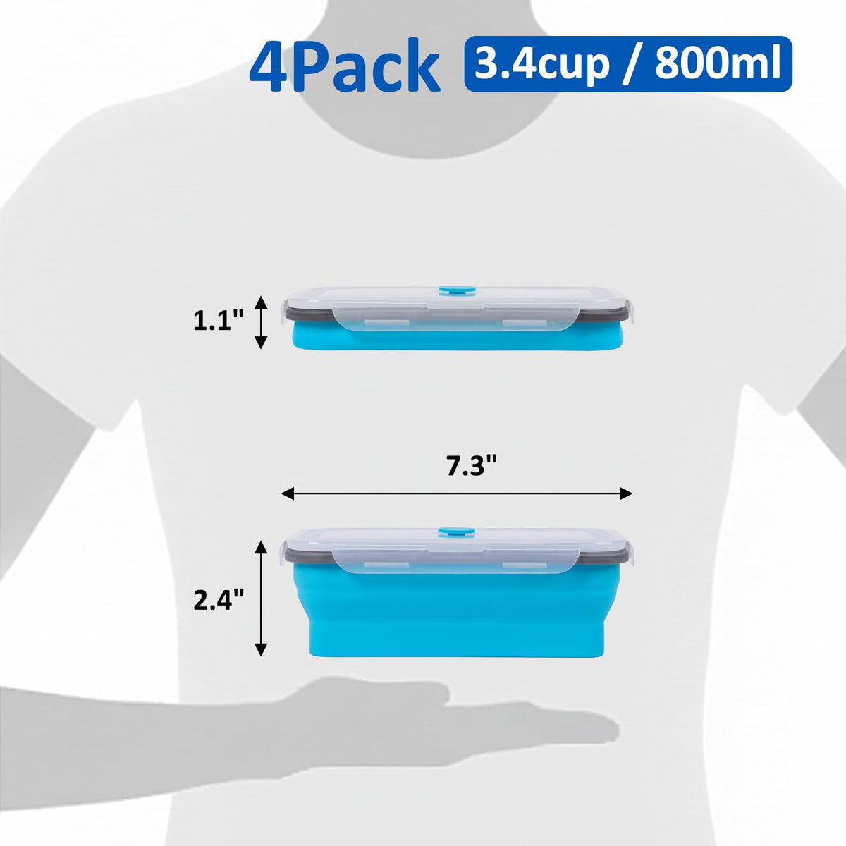 SiliSea collapsible blue container opened to show flexible silicone walls for versatile capacity.