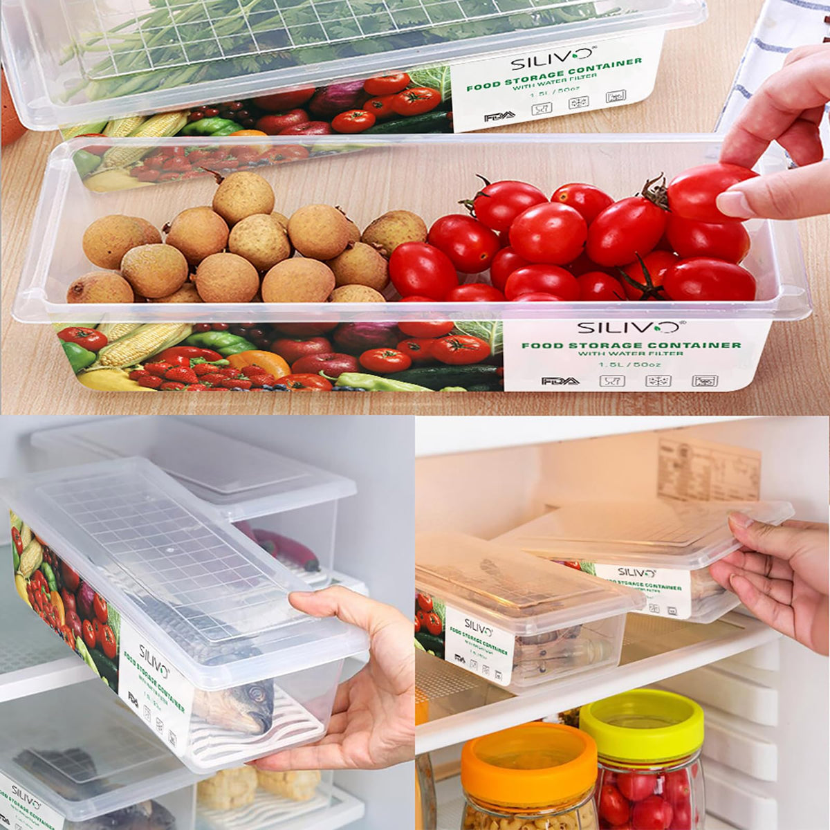 SILIVO stackable design helps save fridge space.