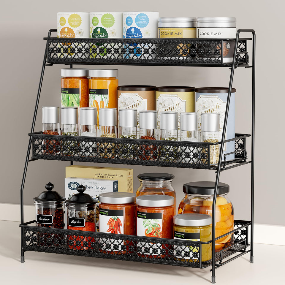 SILUB Vintage 3-Tier Rack front view showing compact kitchen storage