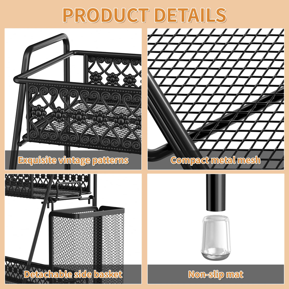 SILUB Vintage bathroom counter setup holds toiletries securely and within reach.