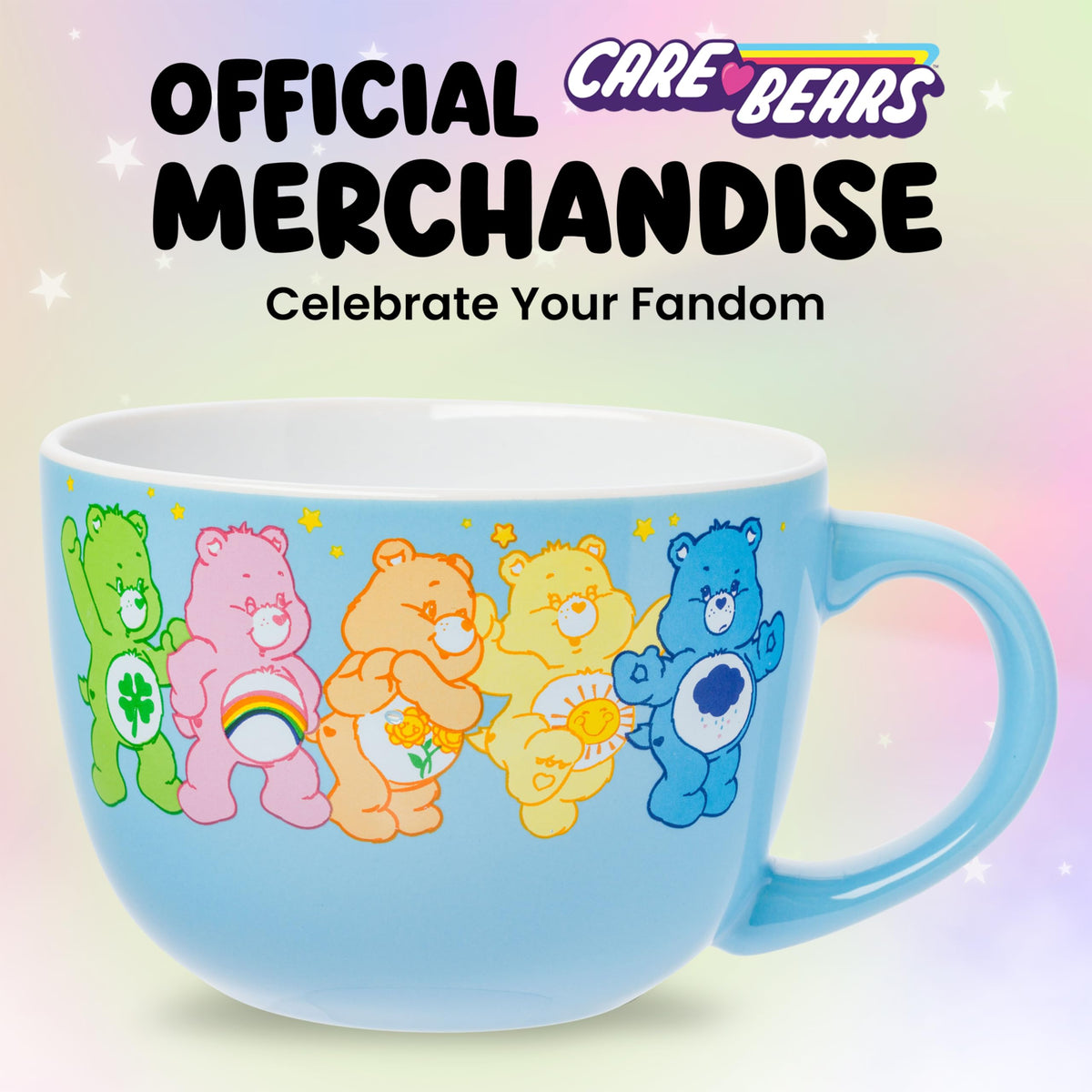 Silver Buffalo Care Bears mug back design showing character backs for fans.