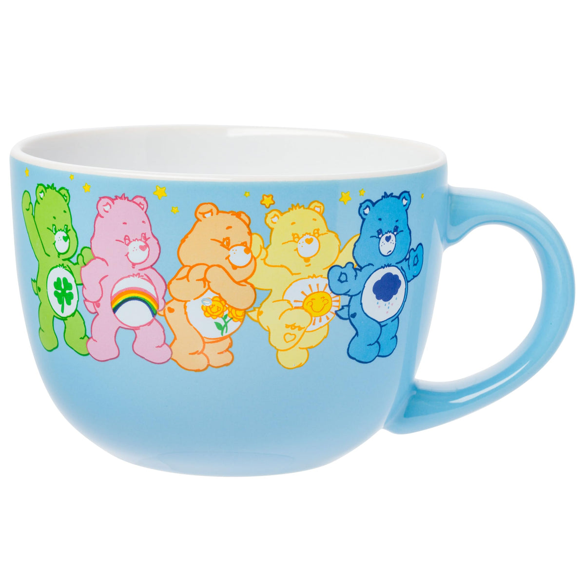 Silver Buffalo Care Bears mug front view with Good Luck Bear, ideal for soups.