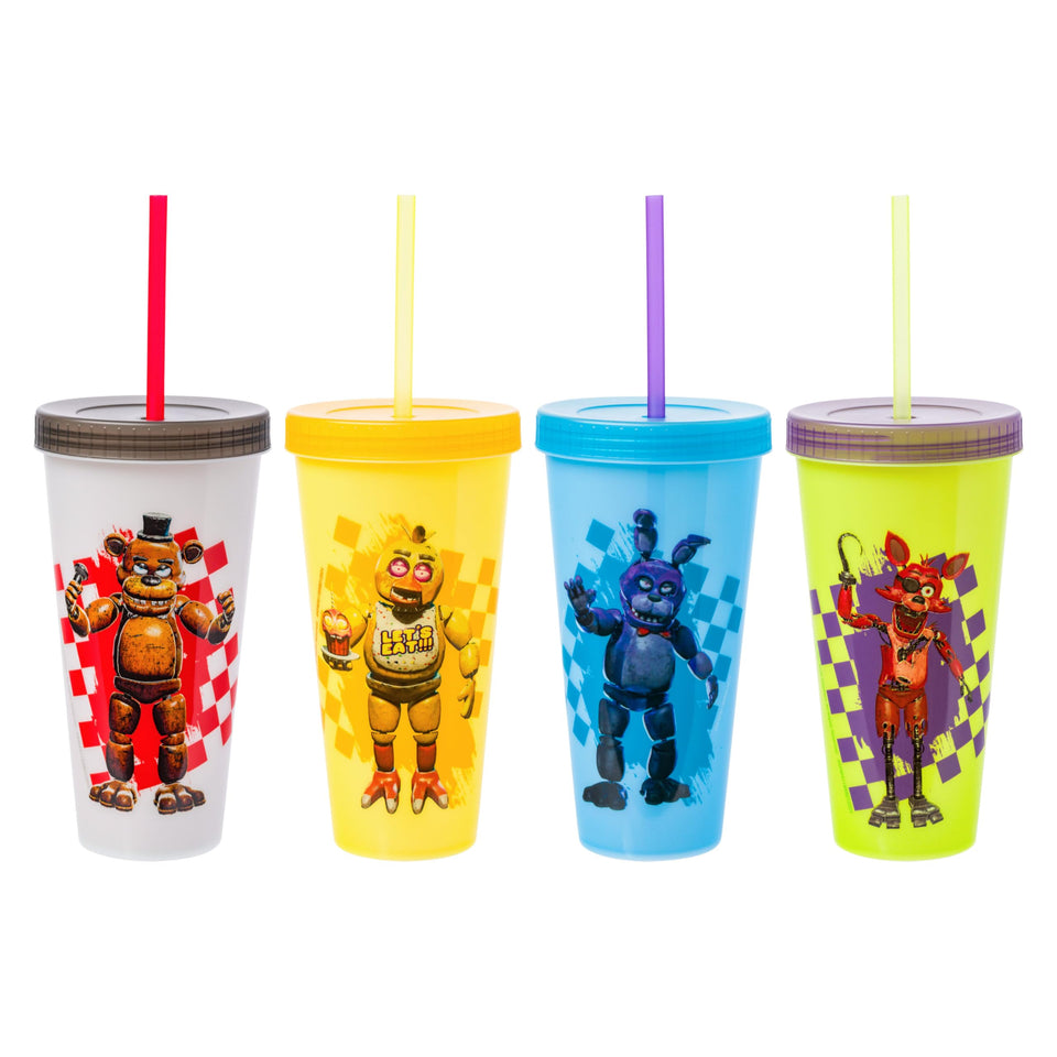 Silver Buffalo FNAF color-changing tumbler featuring Freddy Fazbear for on-the-go hydration.