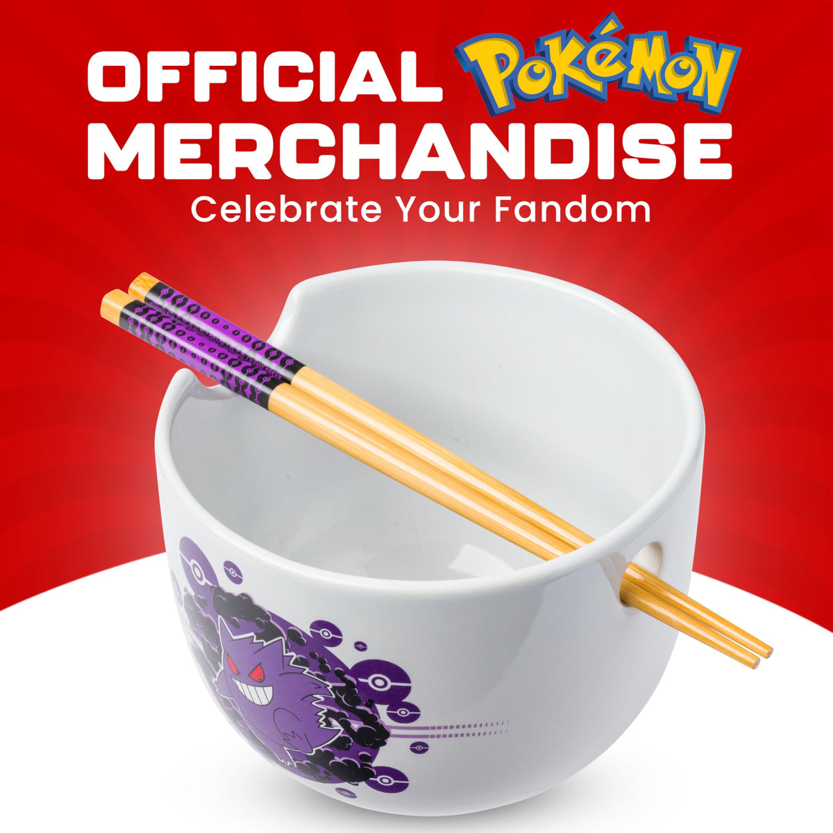 Silver Buffalo Gengar Pokeball ceramic bowl featuring Pokemon design for collectors