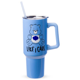 Silver Buffalo Grumpy Bear Like I Care 40oz tumbler with handle for on-the-go hydration