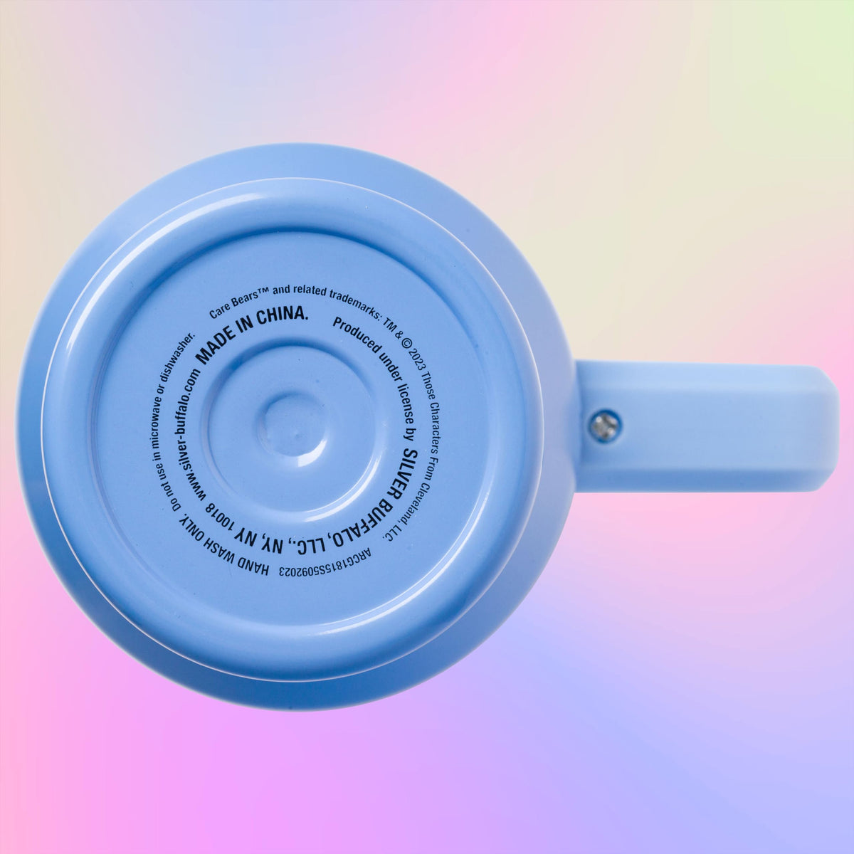 Silver Buffalo official Care Bears merch tumbler features Grumpy Bear design