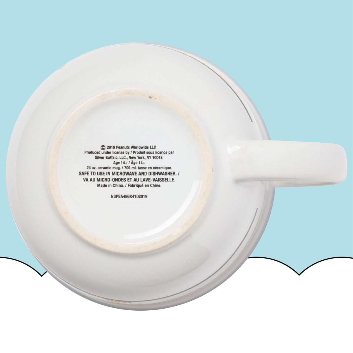 Silver Buffalo Peanuts 24-ounce soup mug for large servings.